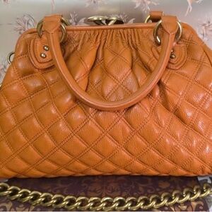 Marc Joseph Orange Quilted Shoulder Bag